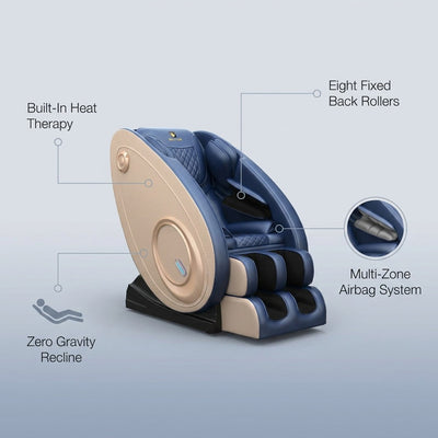 Massage Chair Zero Gravity Full Body with Heating and Bluetooth - Blue
