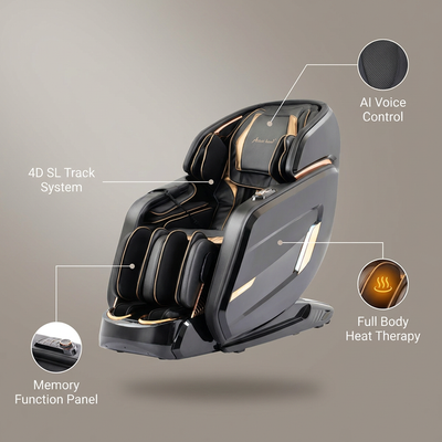 4D SL Track Zero Gravity Full Body Heated Massage Chair with AI Voice Control,Memory Function