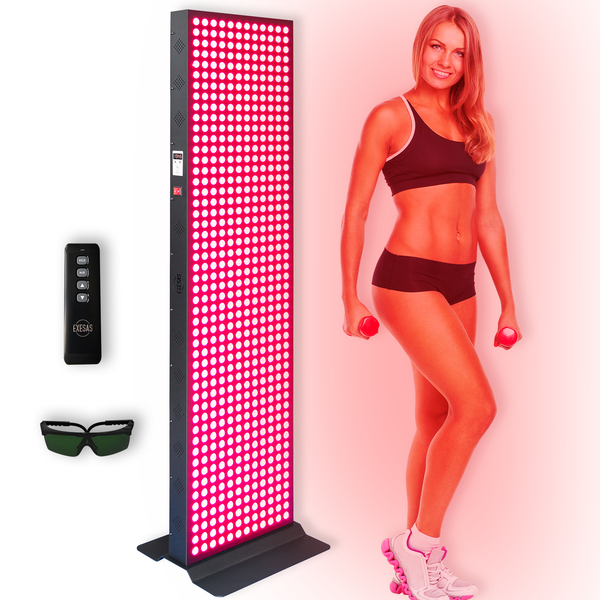 EXESAS 600 LED, 3000W Dual-Chip, Red Light Device for Full Body, 4-Wavelengths Infrared LED Panel for Home Use, Skin Care and Relaxation