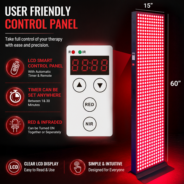 EXESAS 600 LED, 3000W Dual-Chip, Red Light Device for Full Body, 4-Wavelengths Infrared LED Panel for Home Use, Skin Care and Relaxation