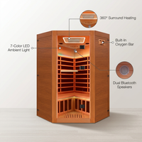 Multifunctional 2-3 Person Infrared Sauna for Home, 2180W Indoor Sauna with 7-Color LED Ambient Light, Red Light Feature, Oxygen Bar, Dual Bluetooth Speakers, 360° Surround Heating — Lifestyle
