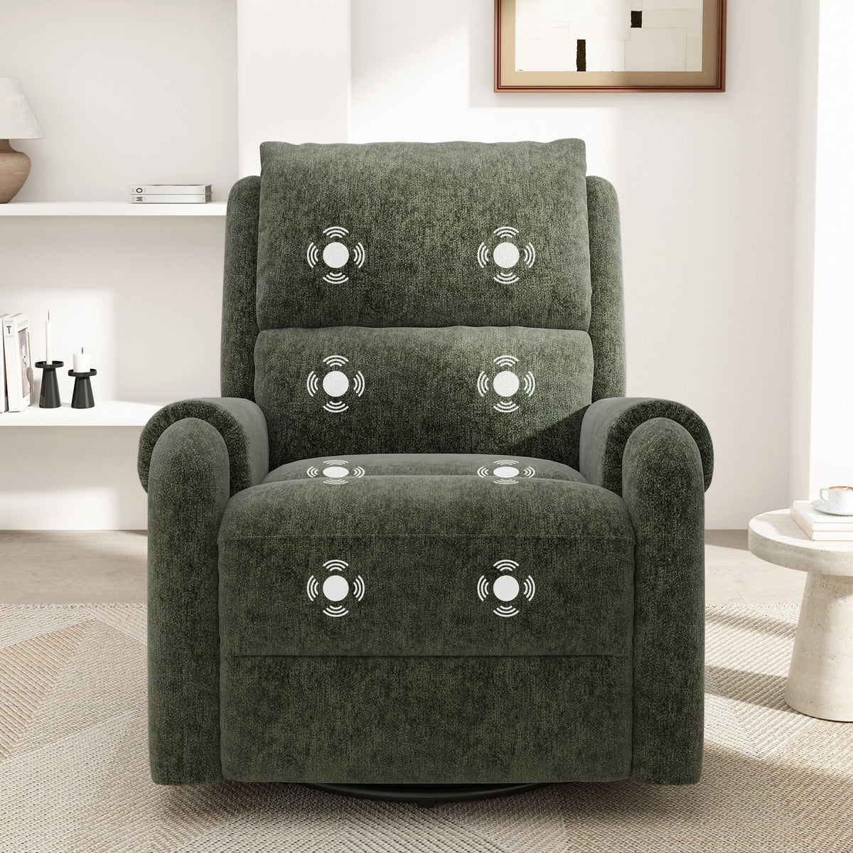 Manual Recliner Massage Chair With Swivel Rocker, 8 Massage Modes, Side Storage Pocket