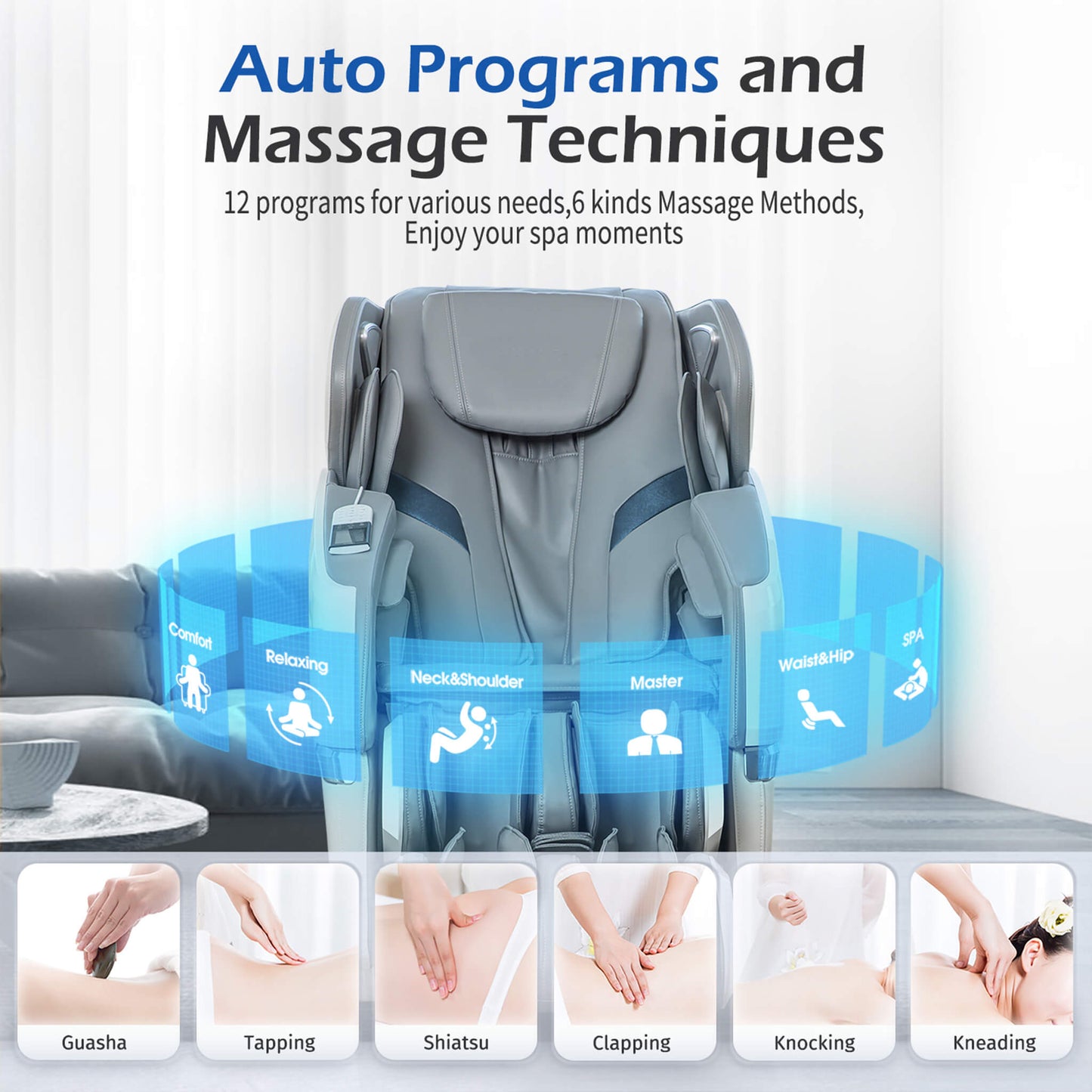 Bosscare Premium Full Body Zero Gravity Massage Chair With Ai Voice And App Control, Gray (SAK35970)