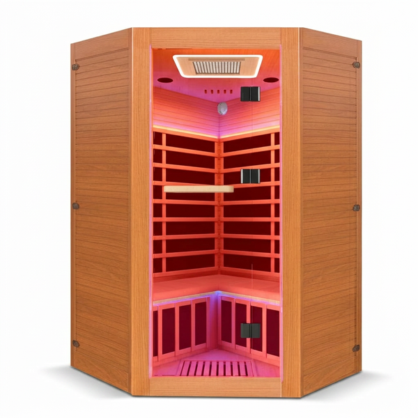 Multifunctional 2-3 Person Infrared Sauna for Home, 2180W Indoor Sauna with 7-Color LED Ambient Light, Red Light Feature, Oxygen Bar, Dual Bluetooth Speakers, 360° Surround Heating